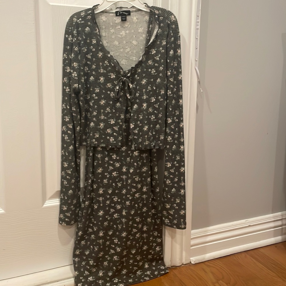 Target dress and cropped sweater. Kids 10/12 floral print. never worn.